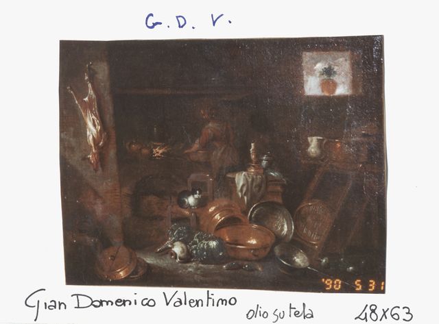 Anonimo — Valentino Giovan Domenico - sec. XVII/ XVIII - Interno di cucina — insieme